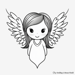 Cute Heart with Angel Wings Coloring Pages for Kids 3