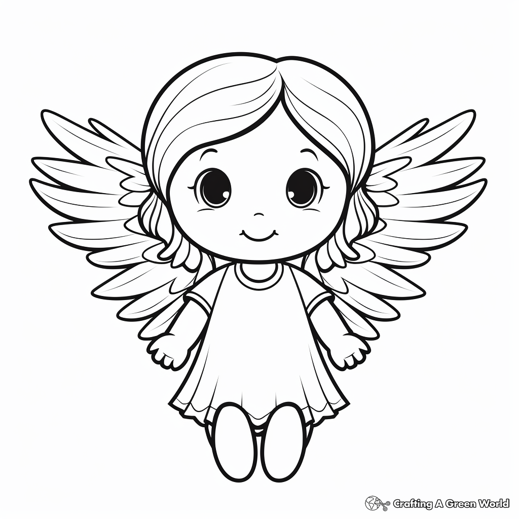 Cute Heart with Angel Wings Coloring Pages for Kids 4
