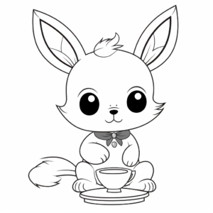 Cute Kawaii Bunny Bunny Tea Party Coloring Pages 1