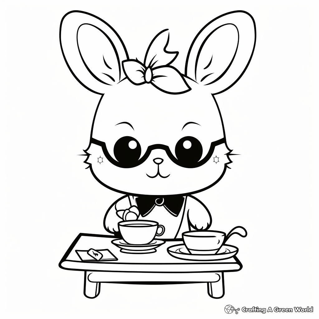 Cute Kawaii Bunny Bunny Tea Party Coloring Pages 3