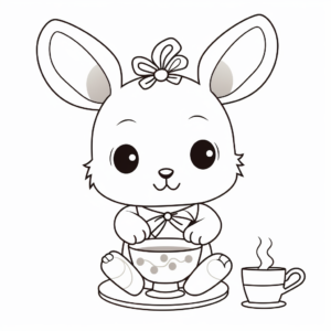 Cute Kawaii Bunny Bunny Tea Party Coloring Pages 4