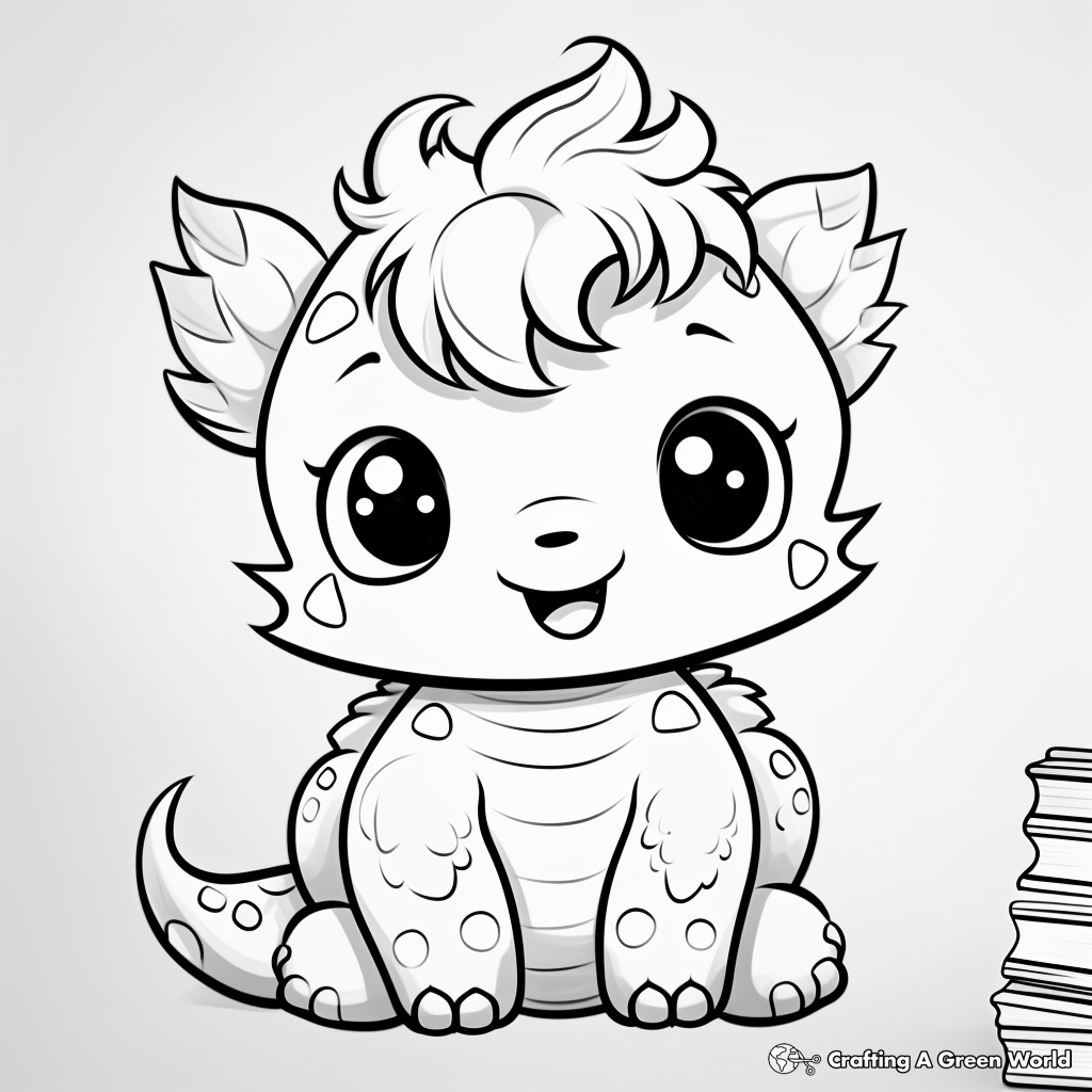 Cute Kawaii Dino Coloring Pages 1
