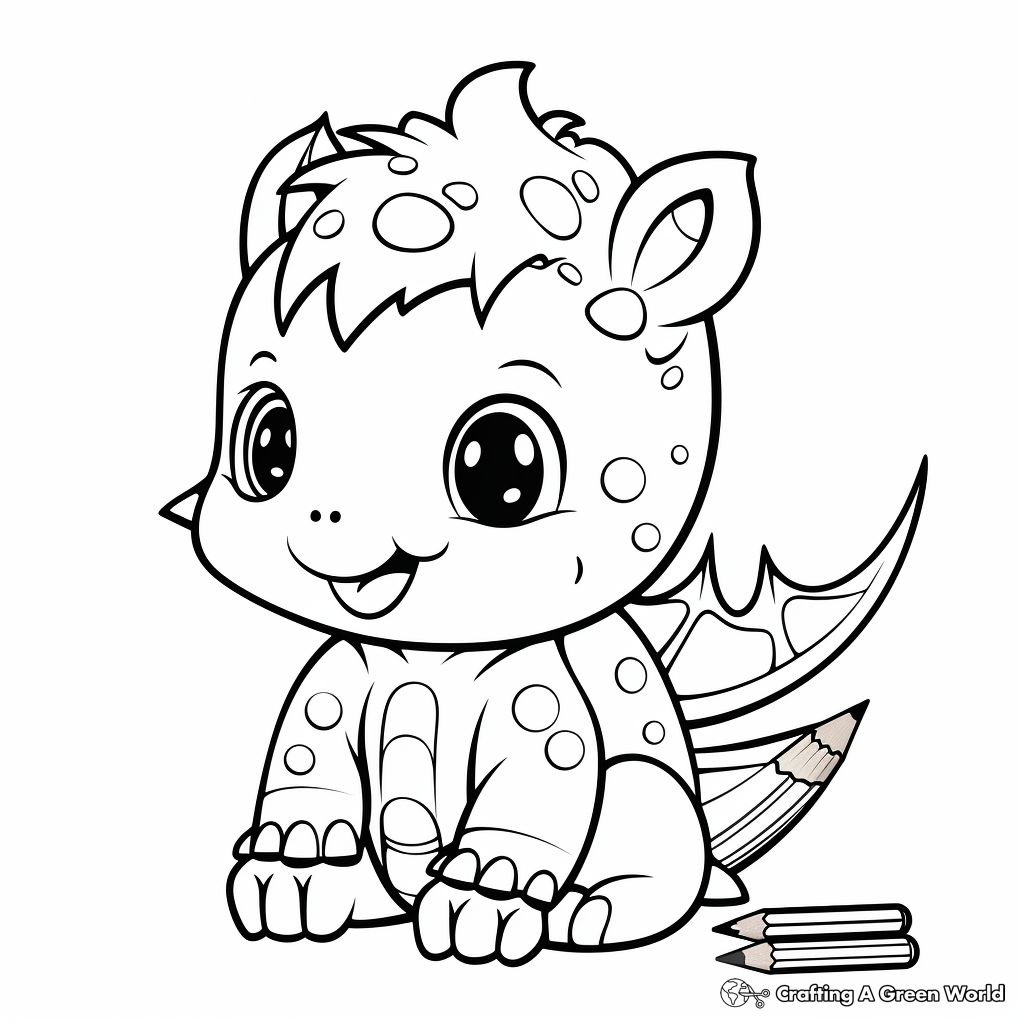 Cute Kawaii Dino Coloring Pages 4
