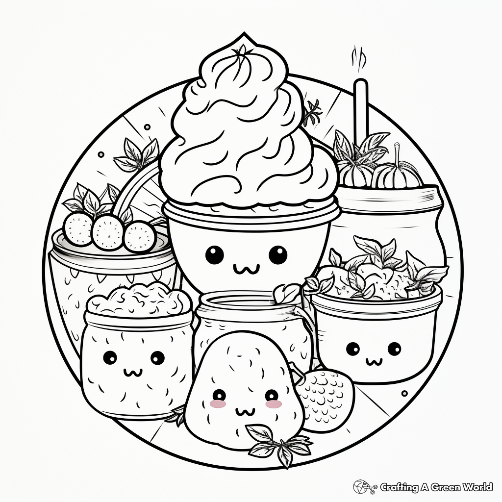 Cute Kawaii Food Coloring Pages 2