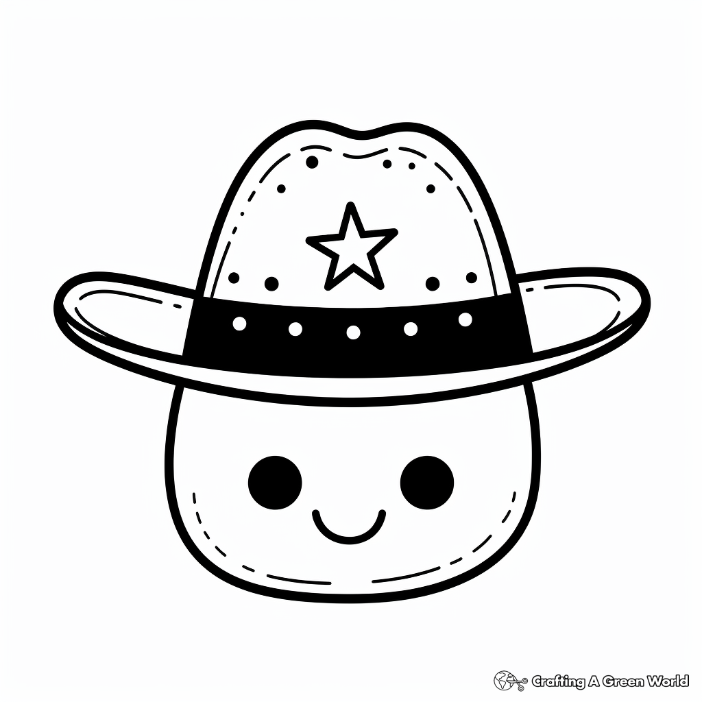 Cute Kawaii-Style Cowboy Hat Coloring Pages 2