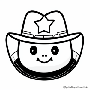 Cute Kawaii-Style Cowboy Hat Coloring Pages 4