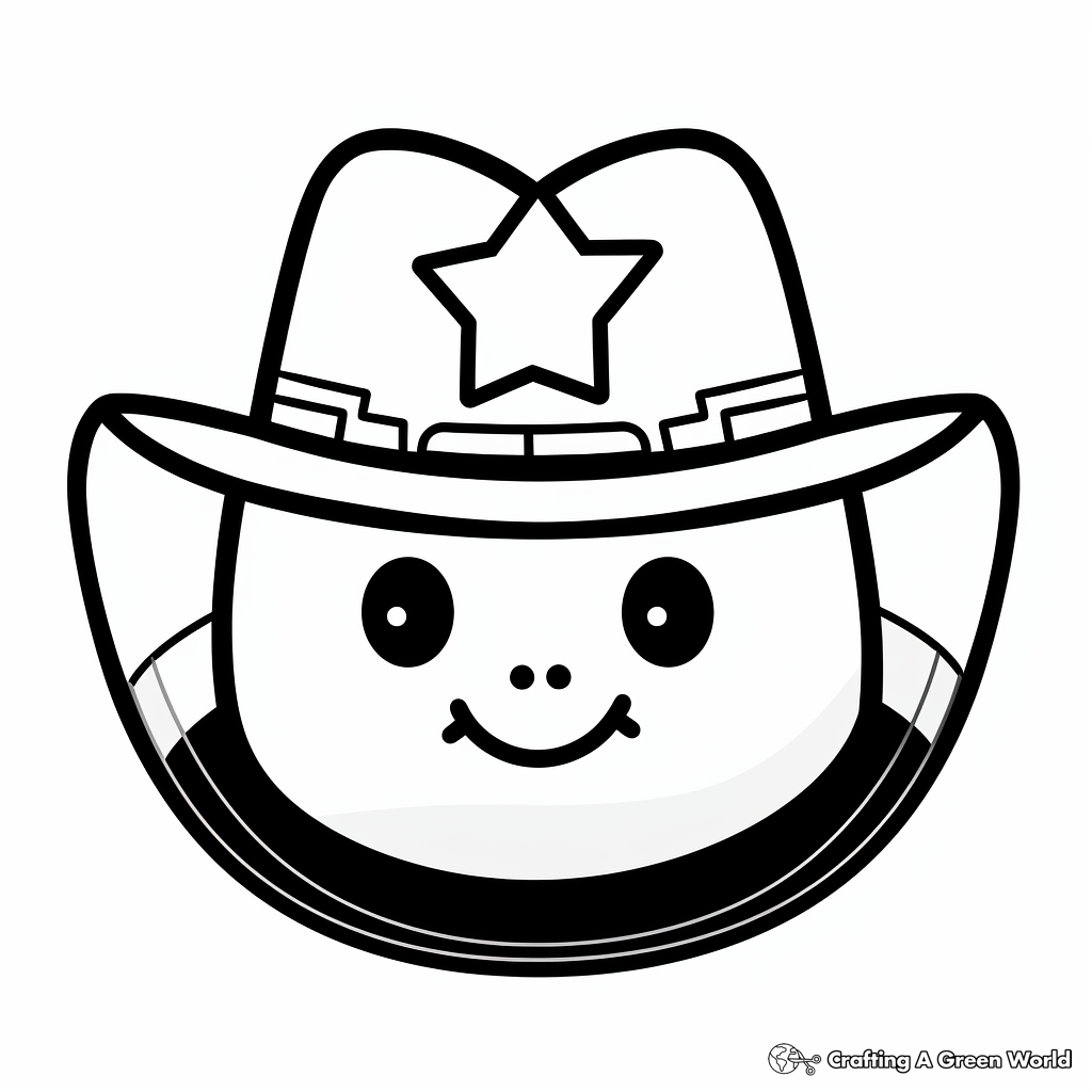 Cute Kawaii-Style Cowboy Hat Coloring Pages 4