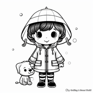 Cute Kid's Raincoat Coloring Pages 1