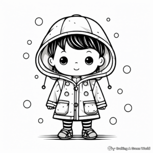 Cute Kid's Raincoat Coloring Pages 2