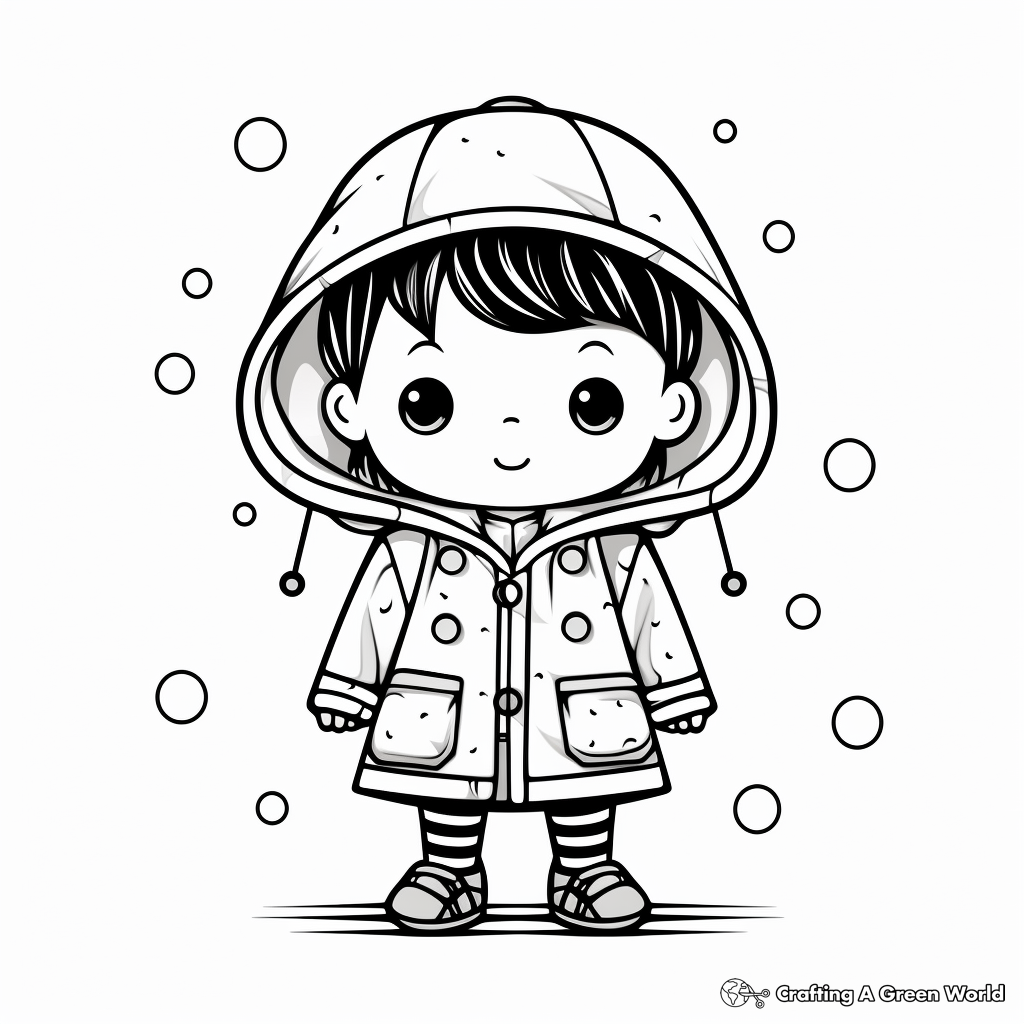 Cute Kid's Raincoat Coloring Pages 2