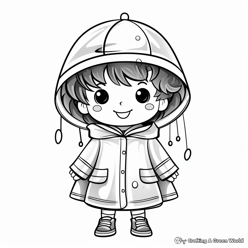 Cute Kid's Raincoat Coloring Pages 4
