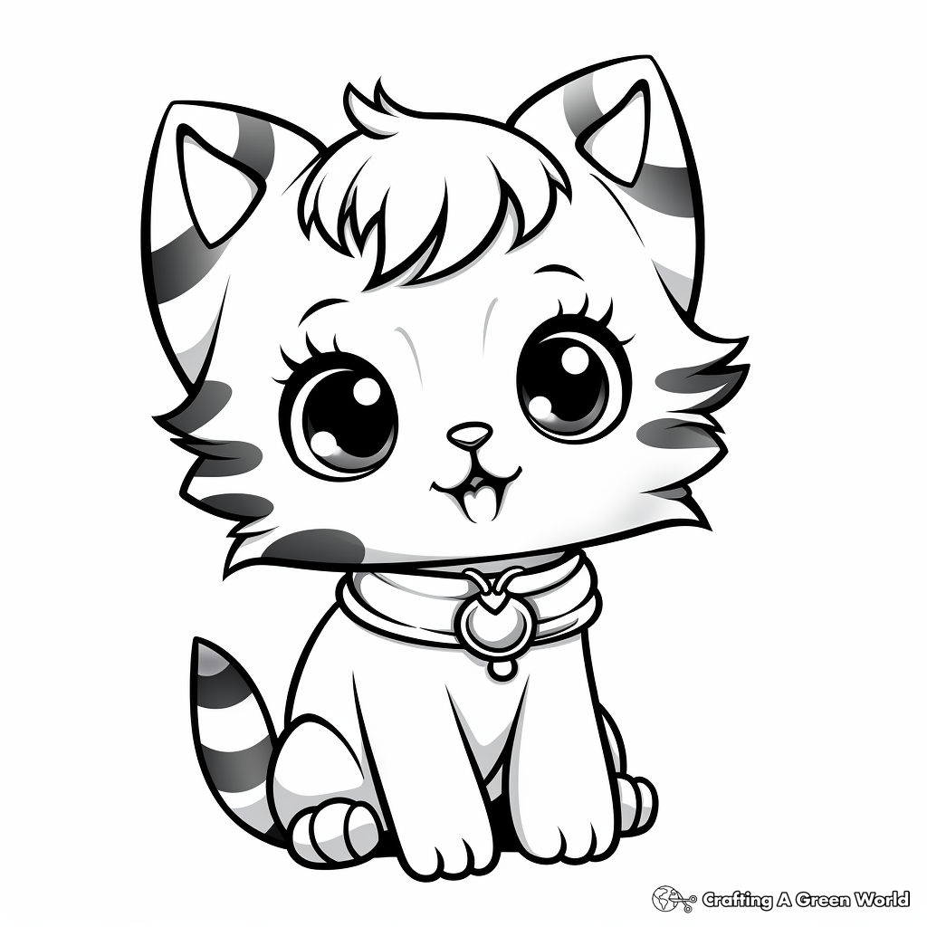 Cute Kitten in a Cupcake Coloring Pages 2