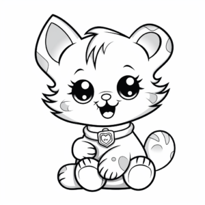 Cute Kitten in a Cupcake Coloring Pages 4
