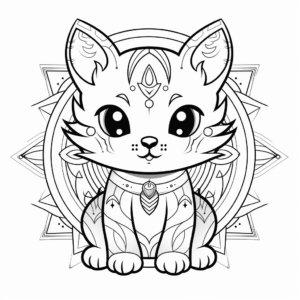 Cute Kitten Mandala Coloring Pages 3