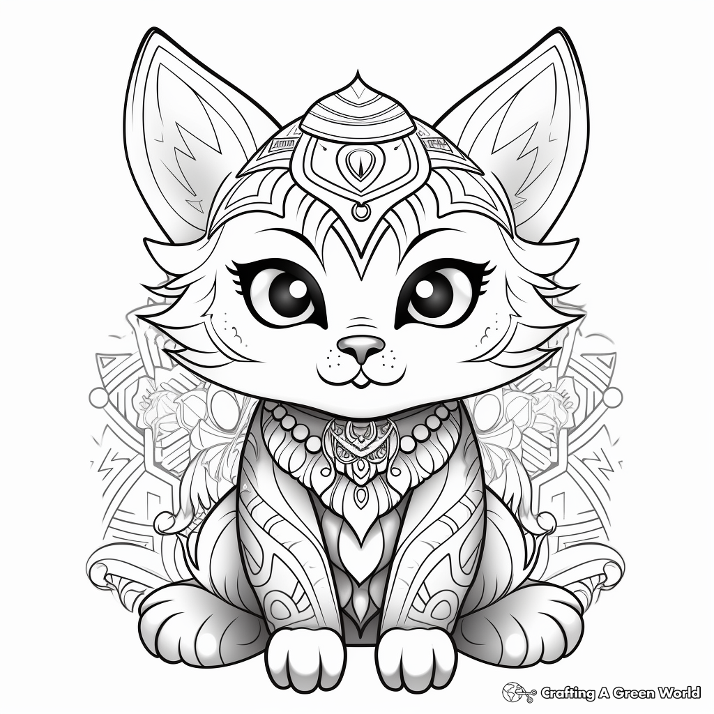 Cute Kitten Mandala Coloring Pages 4