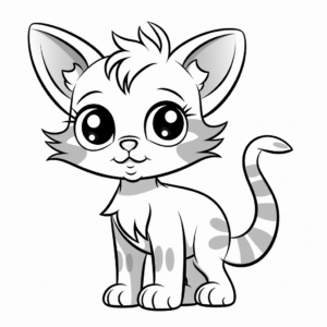 Cute Kitten with Big Eyes Coloring Pages 1