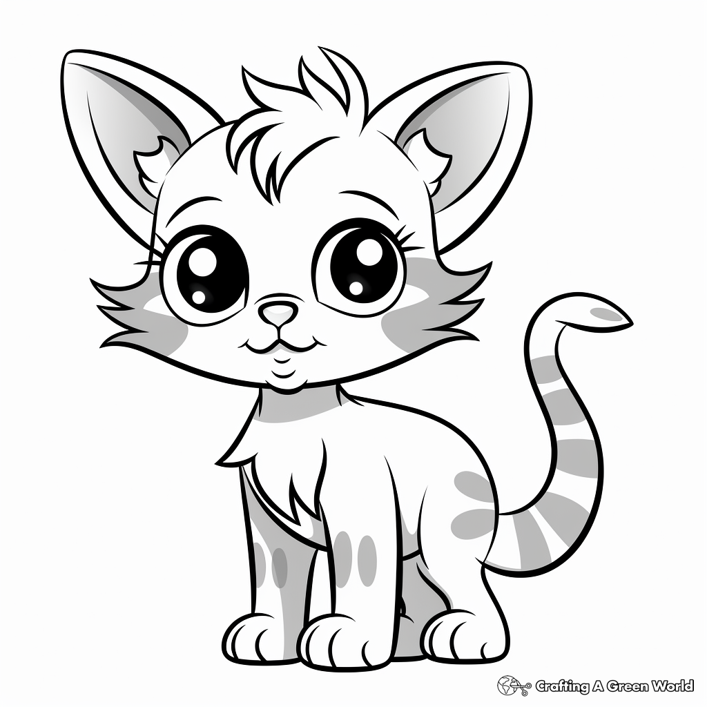 Cute Kitten with Big Eyes Coloring Pages 1