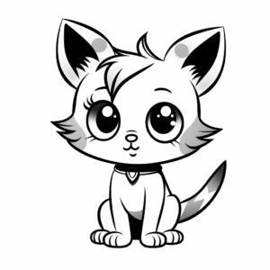 Cute Kitten with Big Eyes Coloring Pages 2
