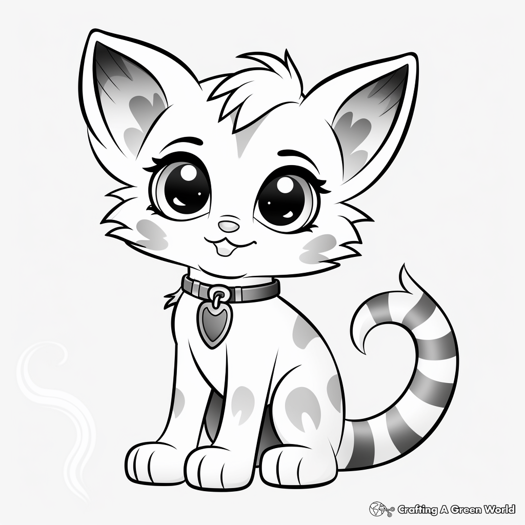 Cute Kitten with Big Eyes Coloring Pages 3