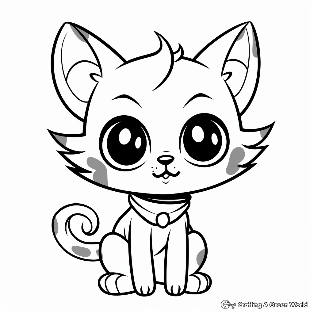 Cute Kitten with Big Eyes Coloring Pages 4