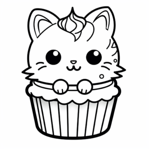 Cute Kitty Cupcake Coloring Pages 3