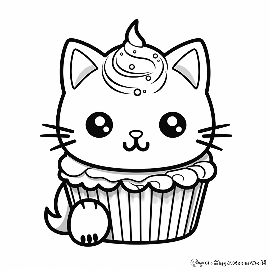 Cute Kitty Cupcake Coloring Pages 4