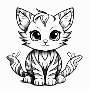 Cute Kitty Fairy With Butterfly Wings Coloring Pages 1