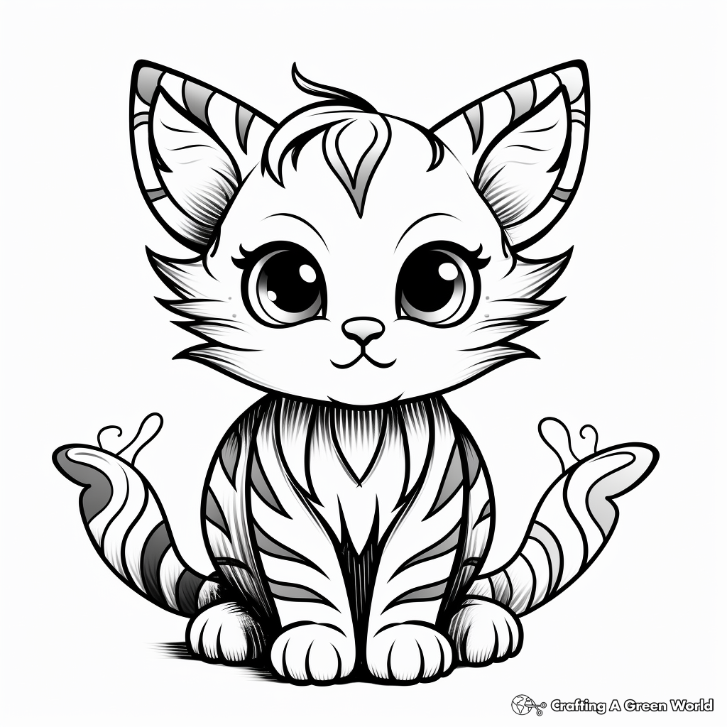 Cute Kitty Fairy With Butterfly Wings Coloring Pages 1