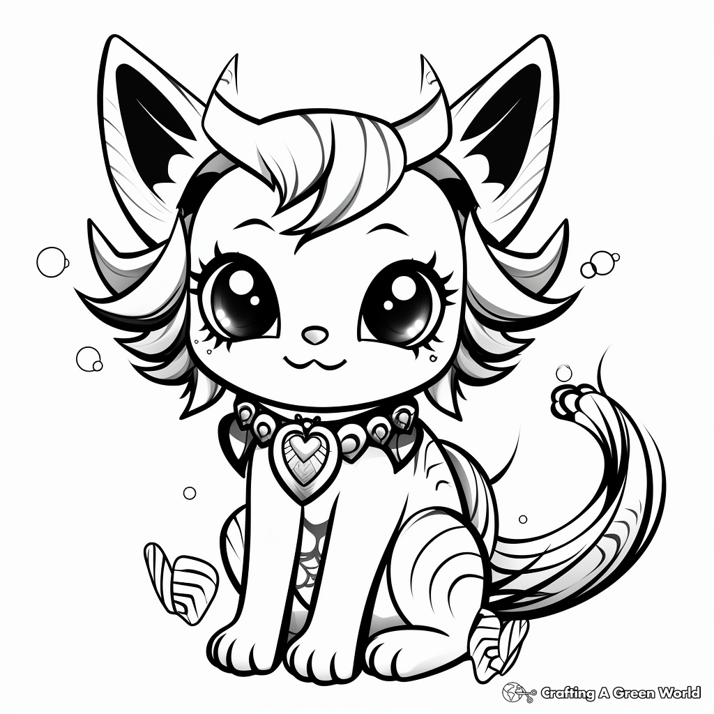 Cute Kitty Fairy With Butterfly Wings Coloring Pages 3