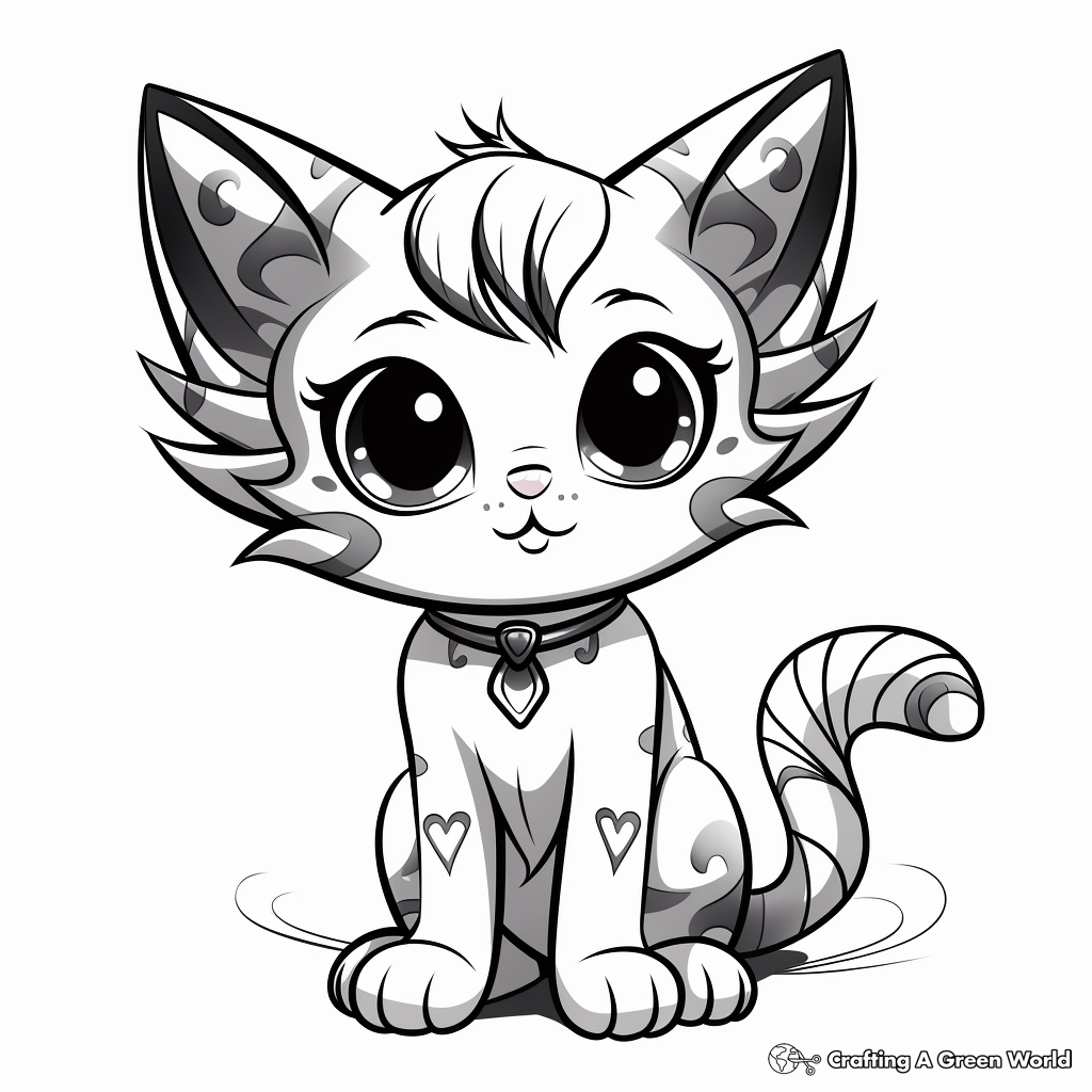 Cute Kitty Fairy With Butterfly Wings Coloring Pages 4