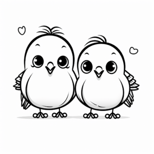 Cute Love Bird Pair Coloring Sheets 1