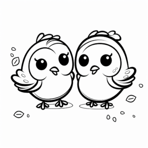 Cute Love Bird Pair Coloring Sheets 2
