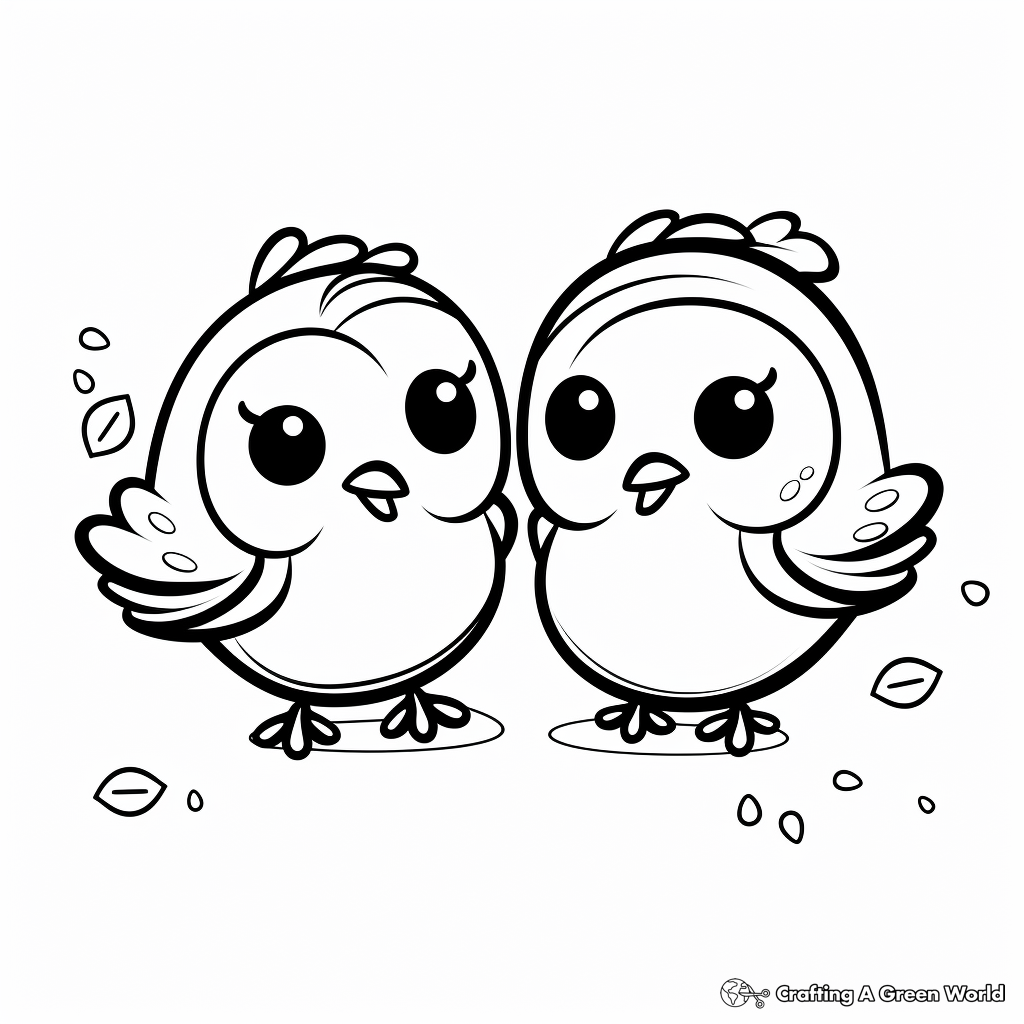 Cute Love Bird Pair Coloring Sheets 2