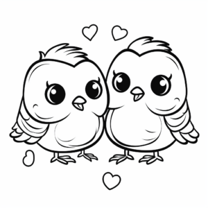 Cute Love Bird Pair Coloring Sheets 3