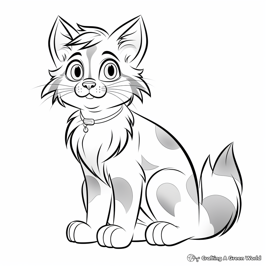 Cute Maine Coon Cat Pack Coloring Pages 3