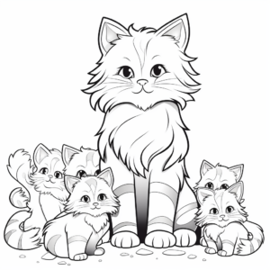 Cute Maine Coon Cat Pack Coloring Pages 4