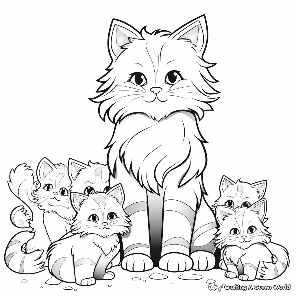 Cute Maine Coon Cat Pack Coloring Pages 4