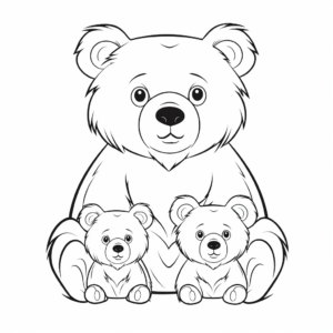 Cute Mama Bear & Cub Coloring Pages 1