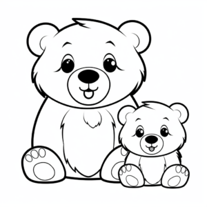 Cute Mama Bear & Cub Coloring Pages 2