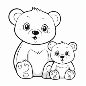 Cute Mama Bear & Cub Coloring Pages 3