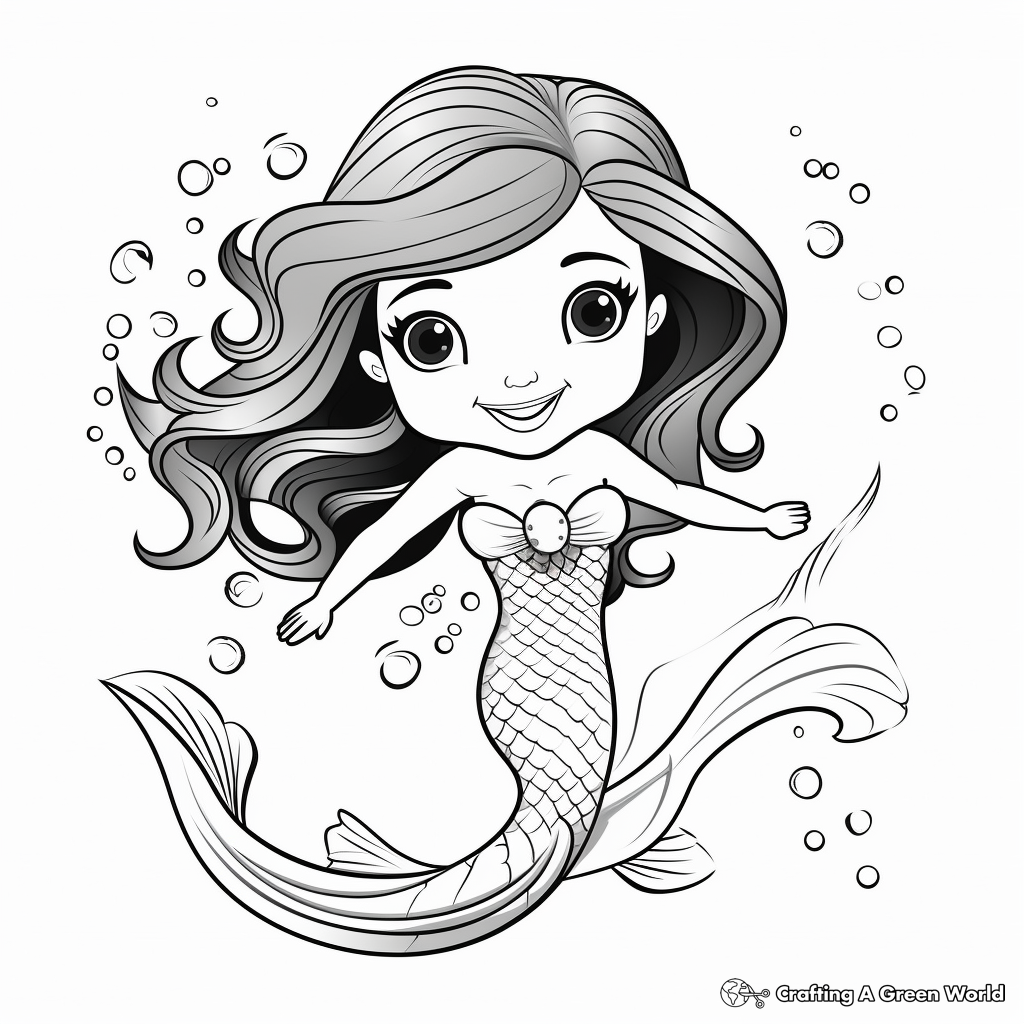 Cute Mermaid Coloring Pages 3