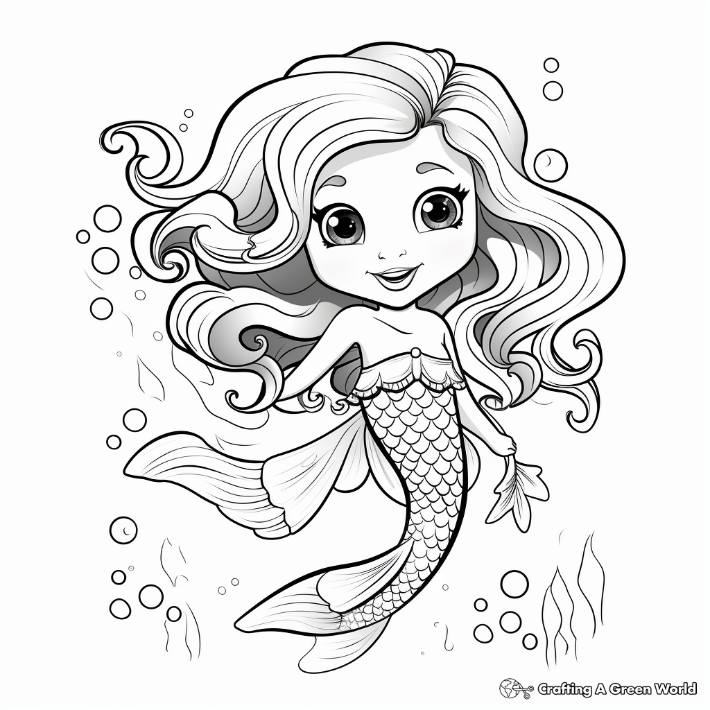 Cute Mermaid Coloring Pages 4