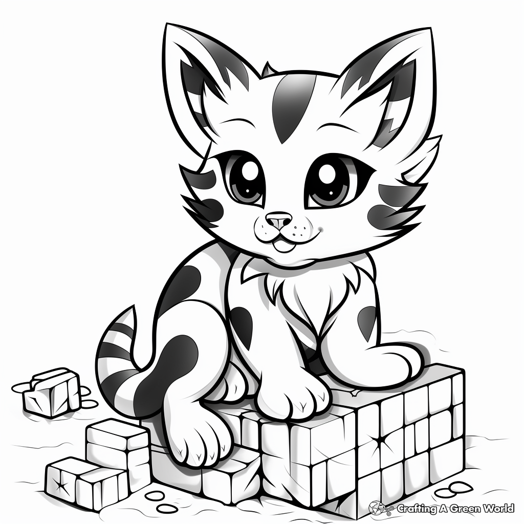 Cute Minecraft Cat Coloring Pages 1
