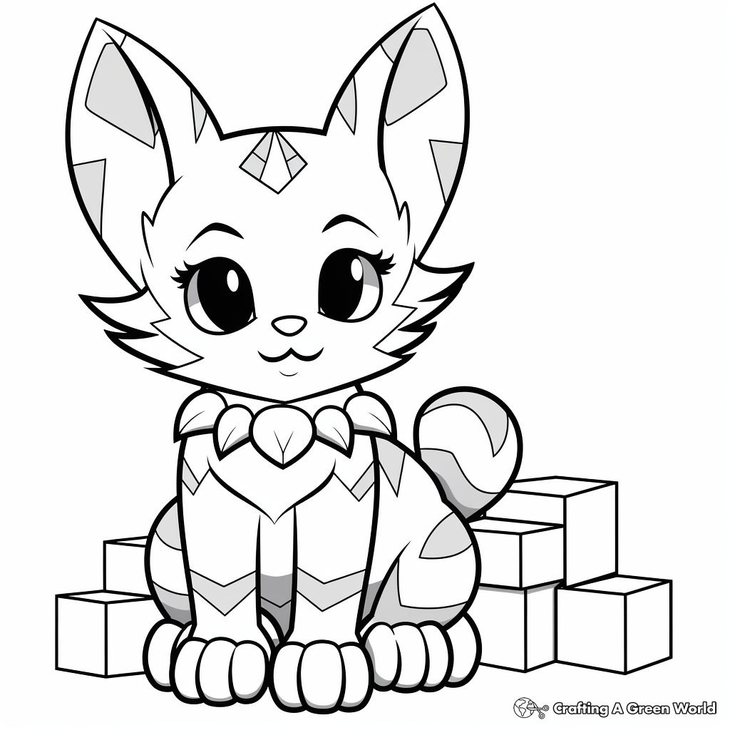 Cute Minecraft Cat Coloring Pages 2