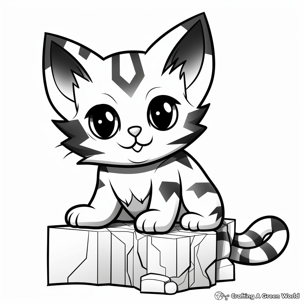 Cute Minecraft Cat Coloring Pages 4