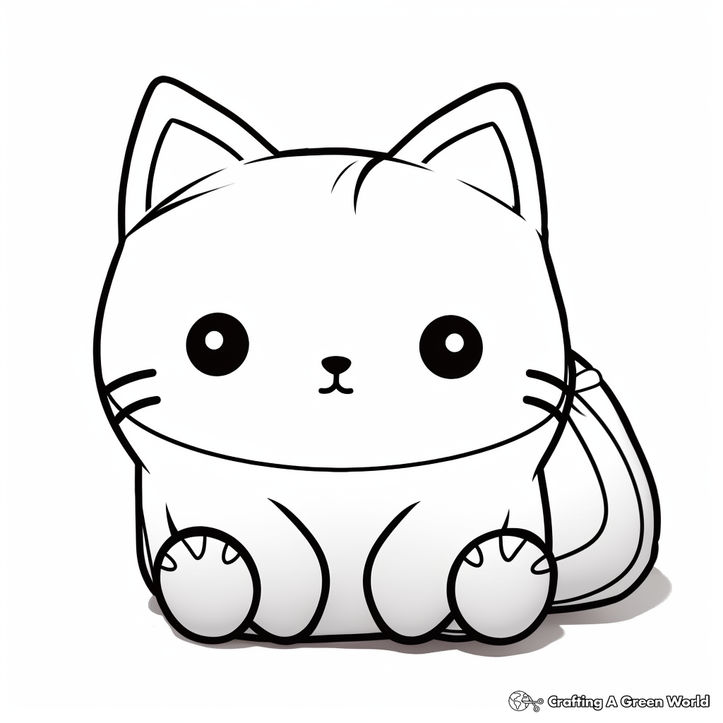 Cute Pillows Cat Coloring Sheets for Children 2