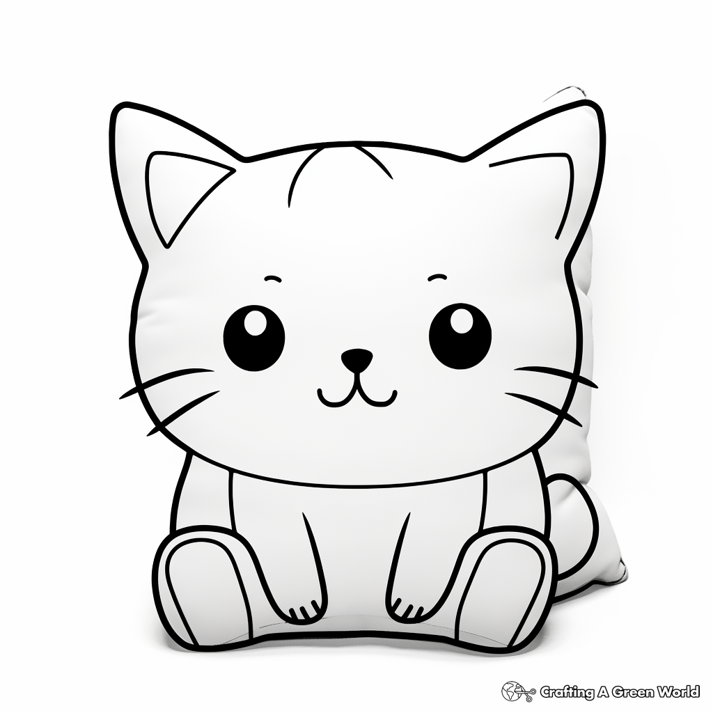 Cute Pillows Cat Coloring Sheets for Children 4