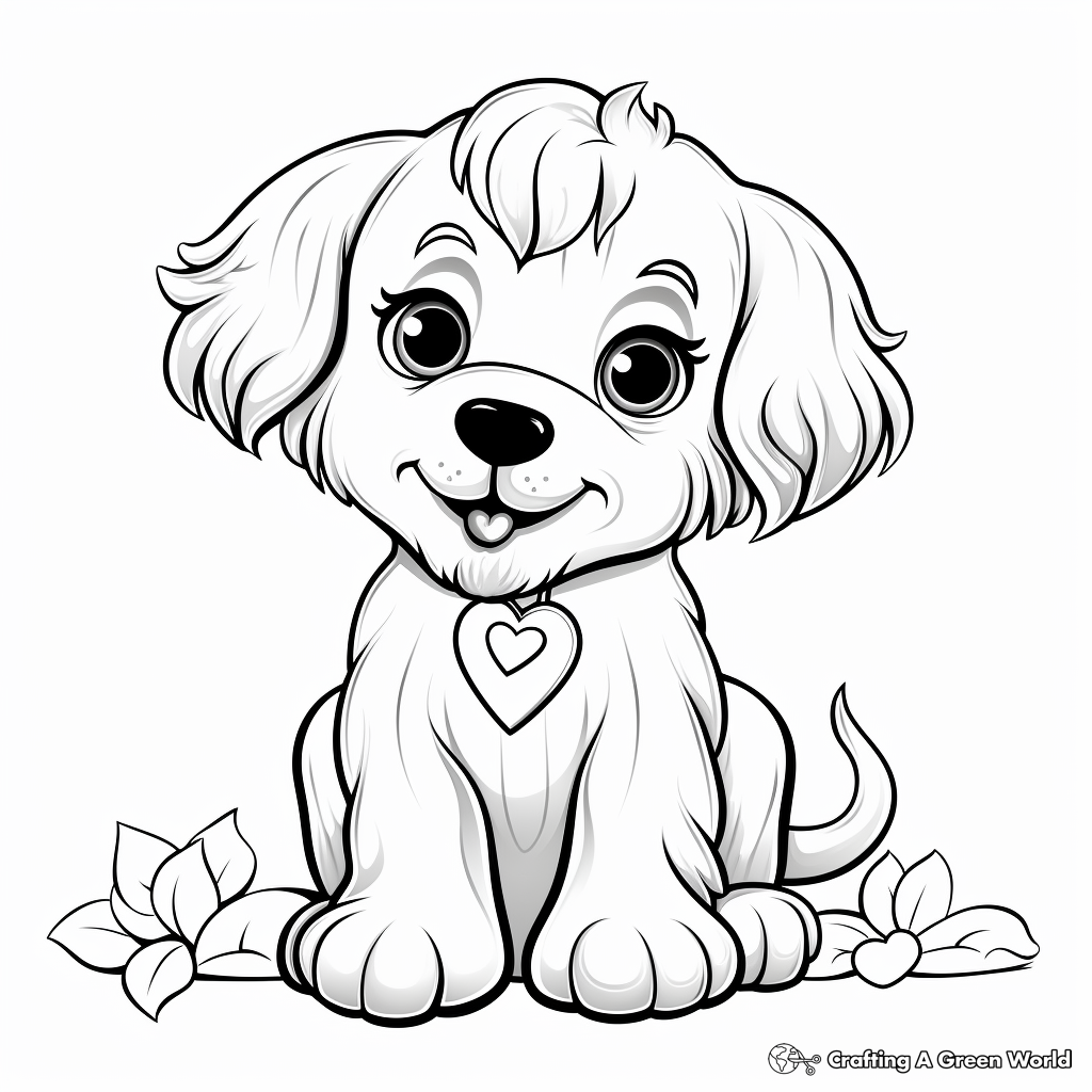 Cute Puppy Love Coloring Pages 3