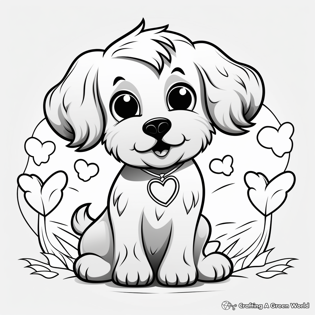 Cute Puppy Love Coloring Pages 4