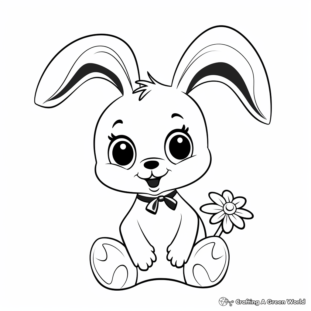 Cute Rabbit with Carrot Flower Coloring Sheets 1